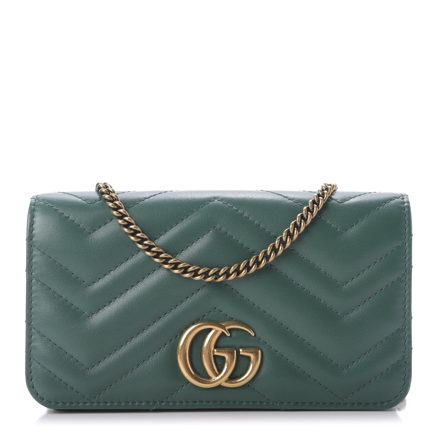 Gucci Calfskin Matelasse GG Marmont Mini Bag Emerald Green 1 of 9