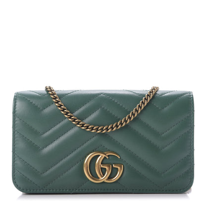 Gucci Calfskin Matelasse GG Marmont Mini Bag Emerald Green 1 of 9