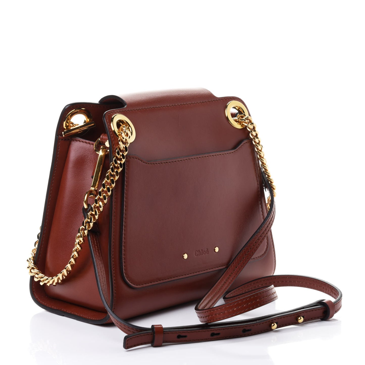 Shiny Calfskin Annie Shoulder Bag Sepia Brown
