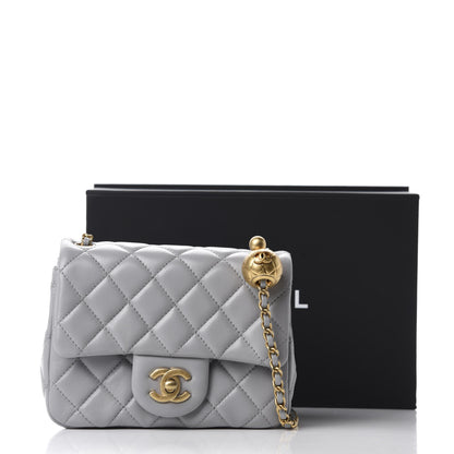 Chanel Lambskin Quilted Mini Pearl Crush Flap Light Grey 11 of 11