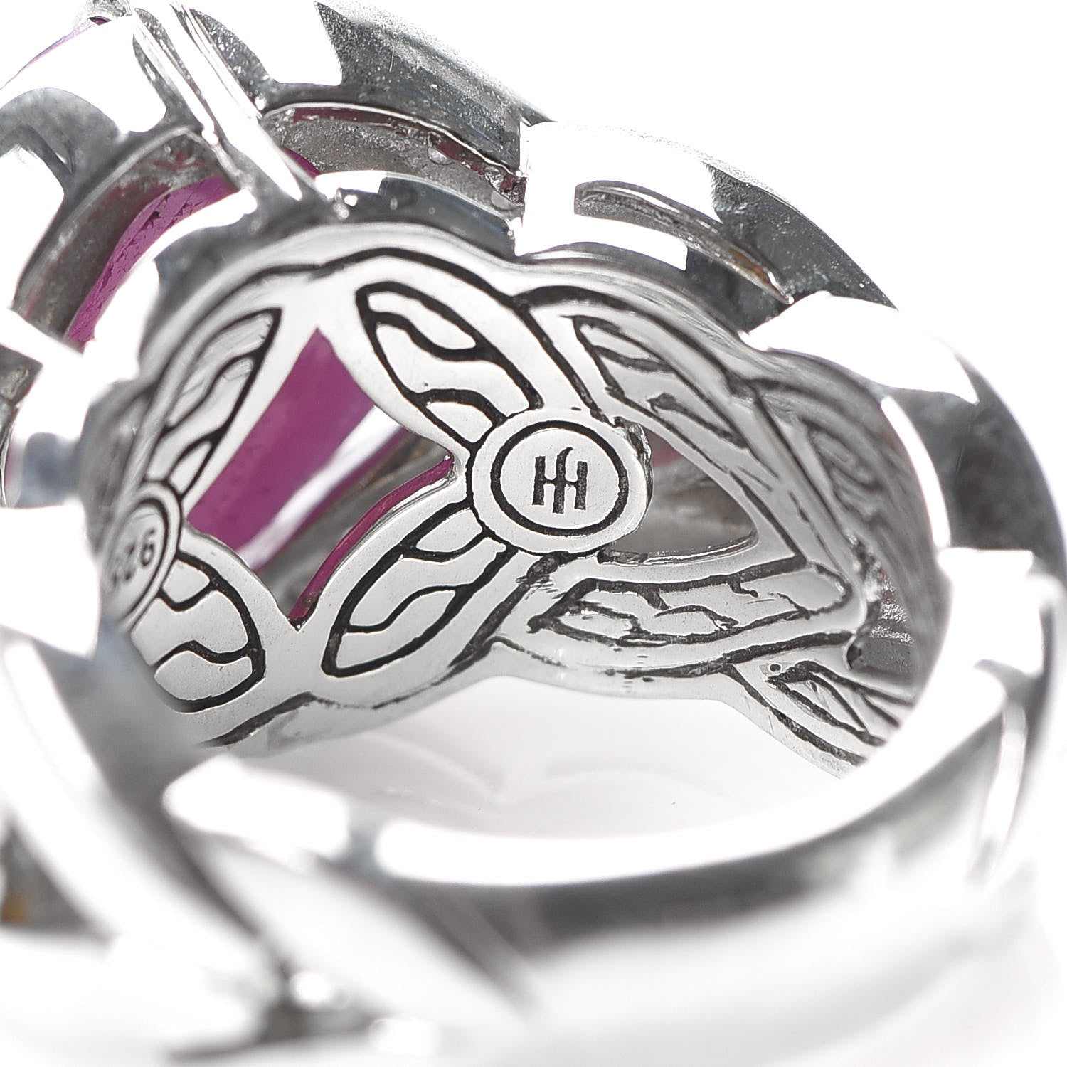 John Hardy JONH HARDY Sterling Silver Diamond Pink Sapphire Modern Chain Magic Cut Ring 53 6.5 5 of 8