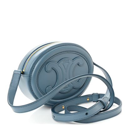 Celine Smooth Calfskin Cuir Small Triomphe Oval Crossbody Purse Denim 3 of 9