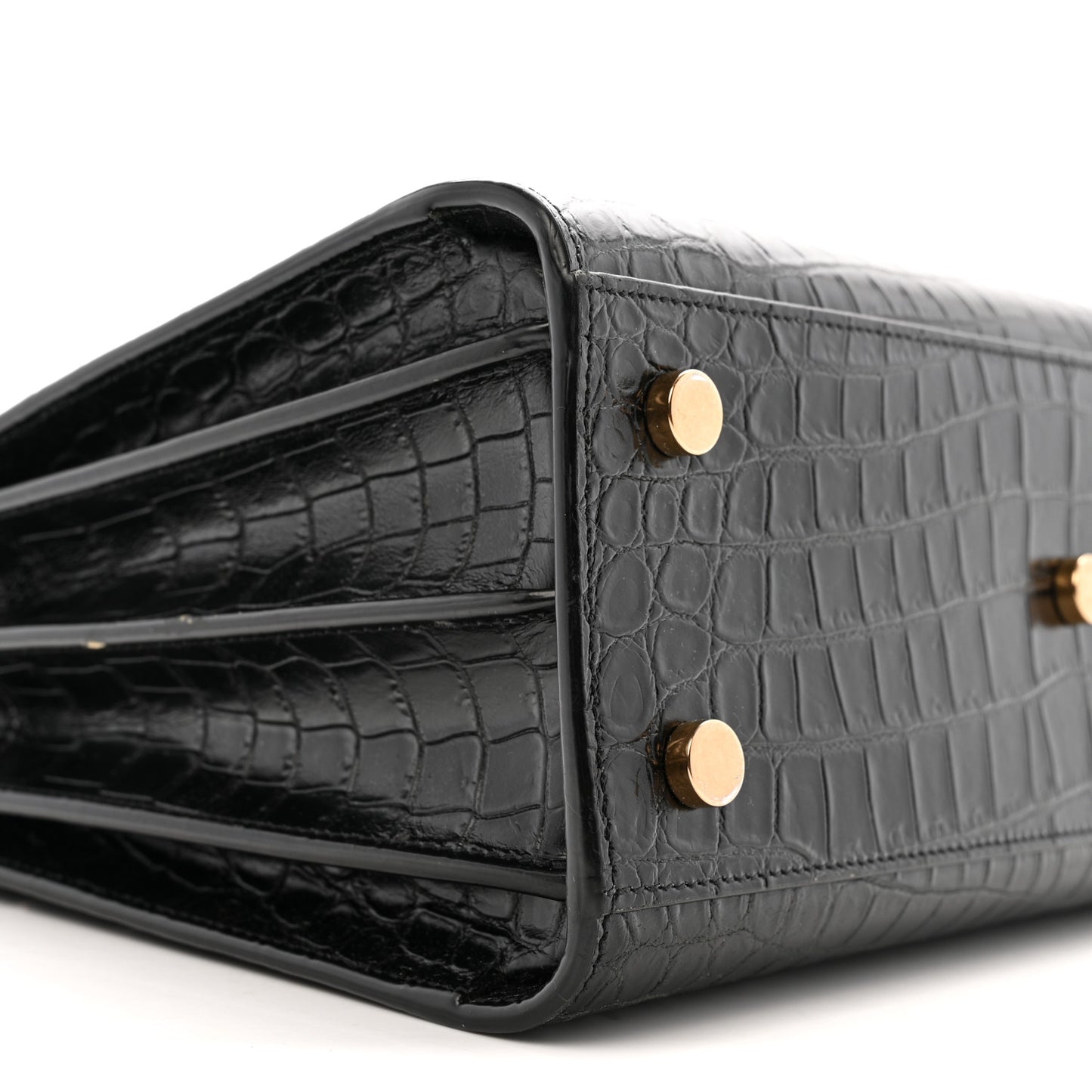 Calfskin Crocodile Embossed Baby Sac De Jour Black