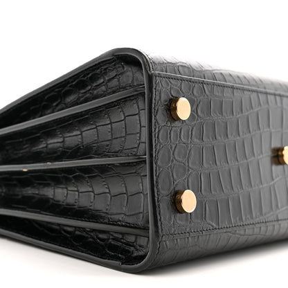 Saint Laurent Calfskin Crocodile Embossed Baby Sac De Jour Black 9 of 12