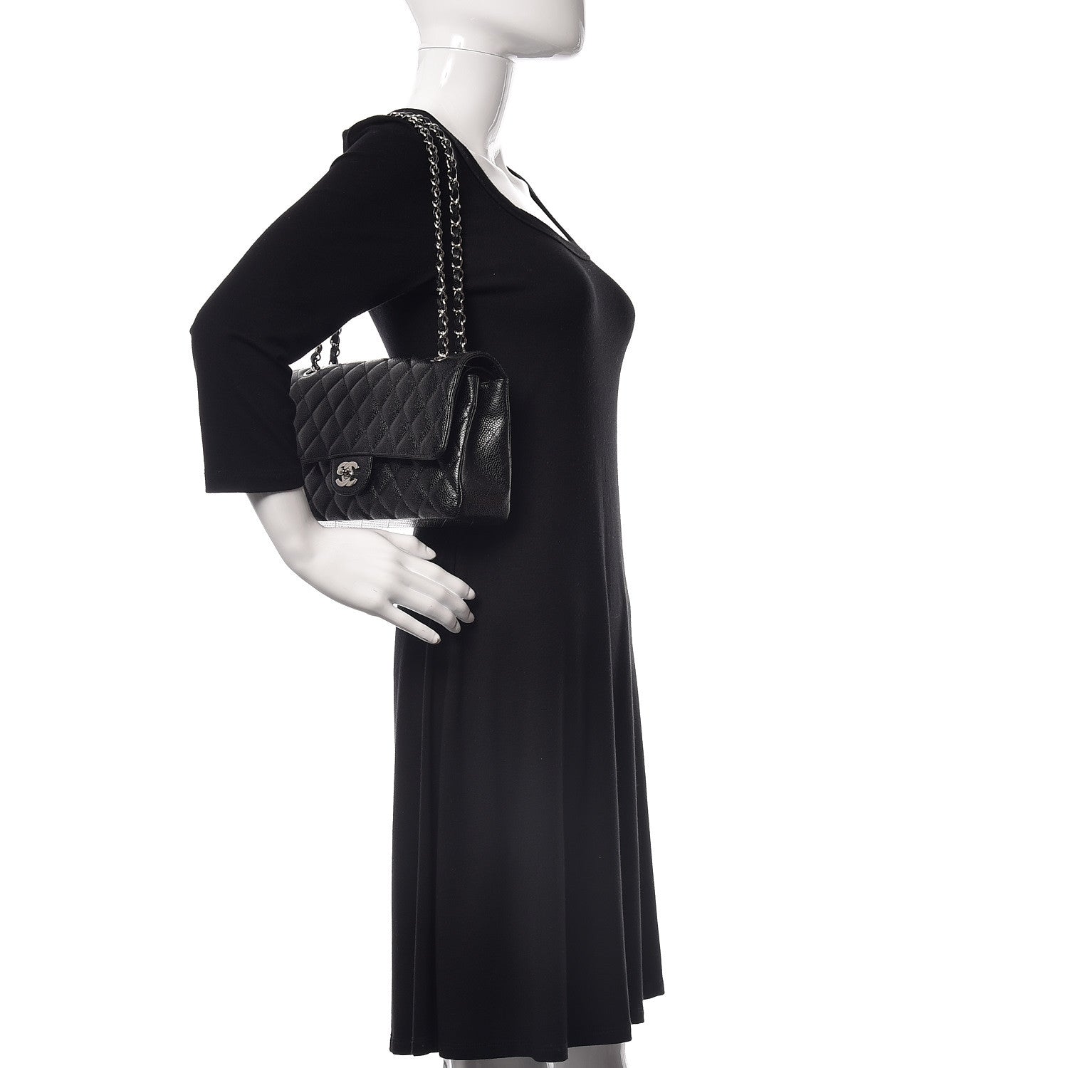 Chanel Caviar Quilted Medium Double Flap Black 2 of 9