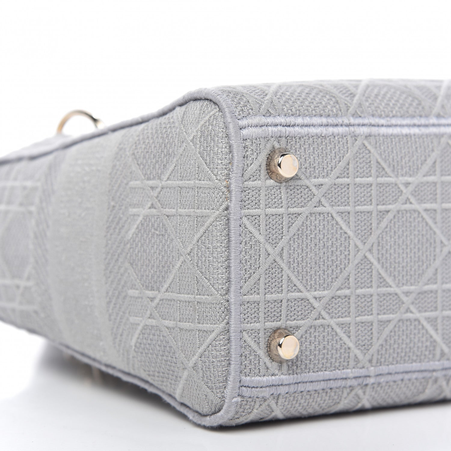 Christian Dior Canvas Embroidered Cannage Medium Lady D-Lite Stone Gray 6 of 10
