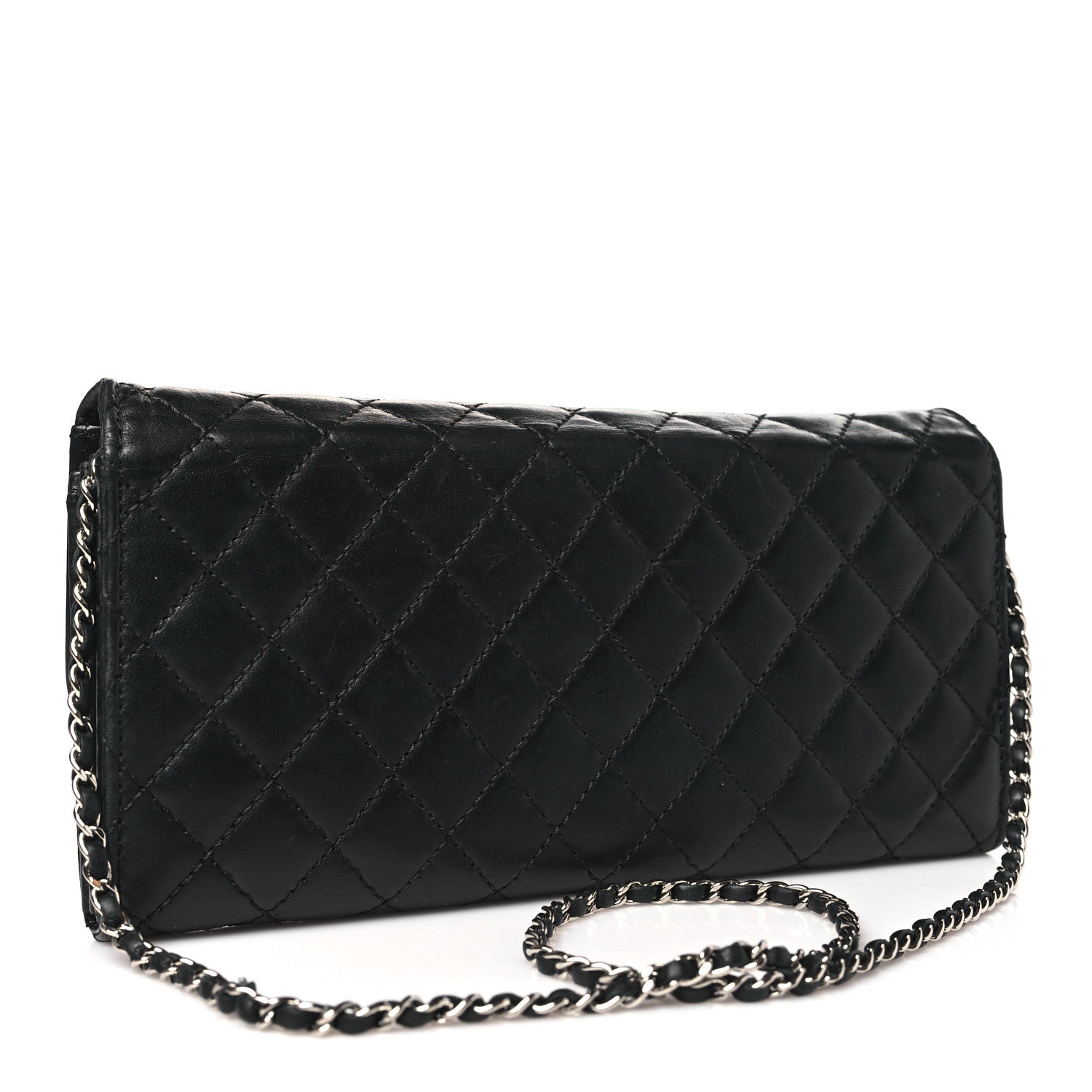 Chanel Lambskin Quilted Clutch with Chain Flap Black 3 of 13