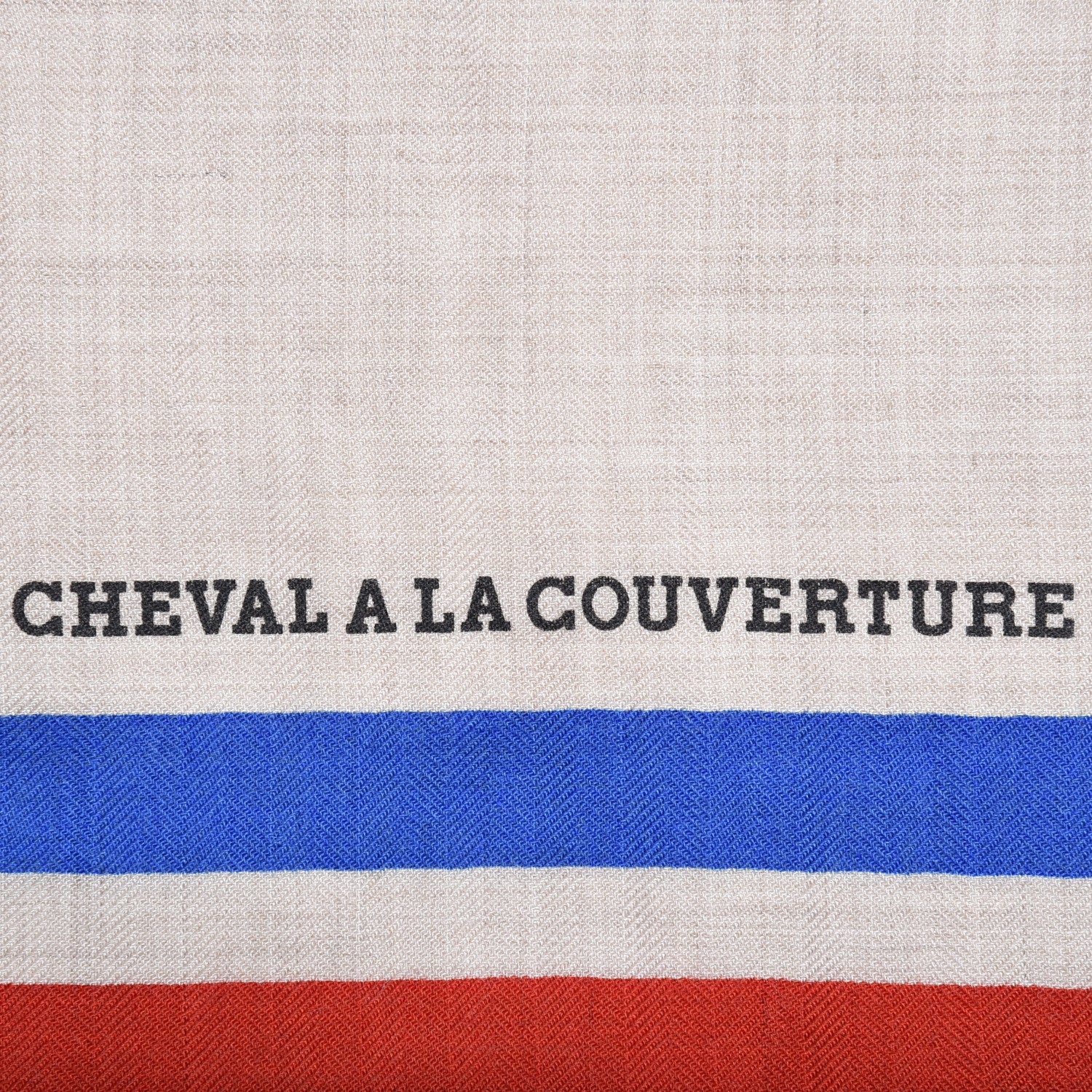 Hermes Cashmere Silk Cheval A La Couverture Shawl 140 Naturel Rouge Brique 4 of 6