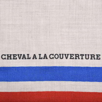 Hermes Cashmere Silk Cheval A La Couverture Shawl 140 Naturel Rouge Brique 4 of 6