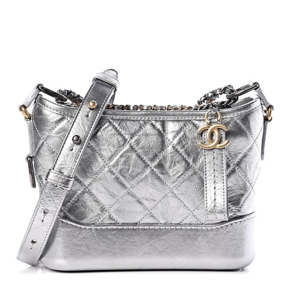 Chanel Metallic Aged Calfskin Quilted Small Gabrielle Hobo Silver 1 of 12