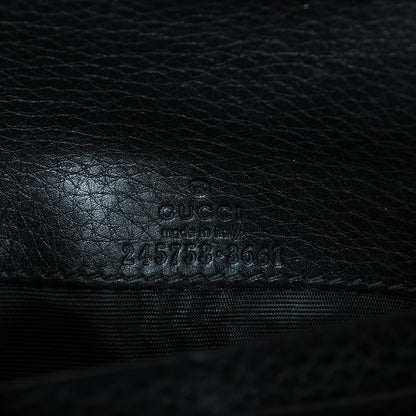 Gucci Calfskin Web Horsebit Chain Clutch Wallet Black 7 of 7