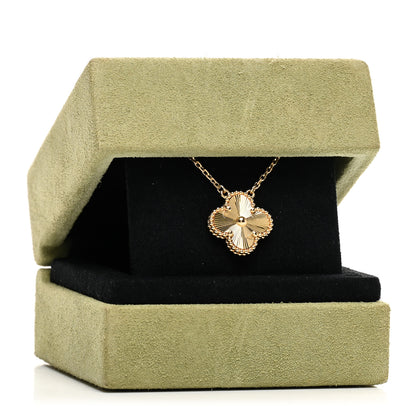 Van Cleef & Arpels 18K Yellow Gold Guilloché Vintage Alhambra Pendant Necklace 5 of 5