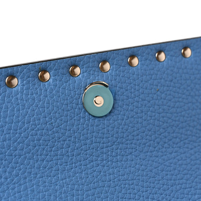 Valentino Garavani Pebbled Calfskin Rockstud Flap Wallet On Chain Denim 10 of 12