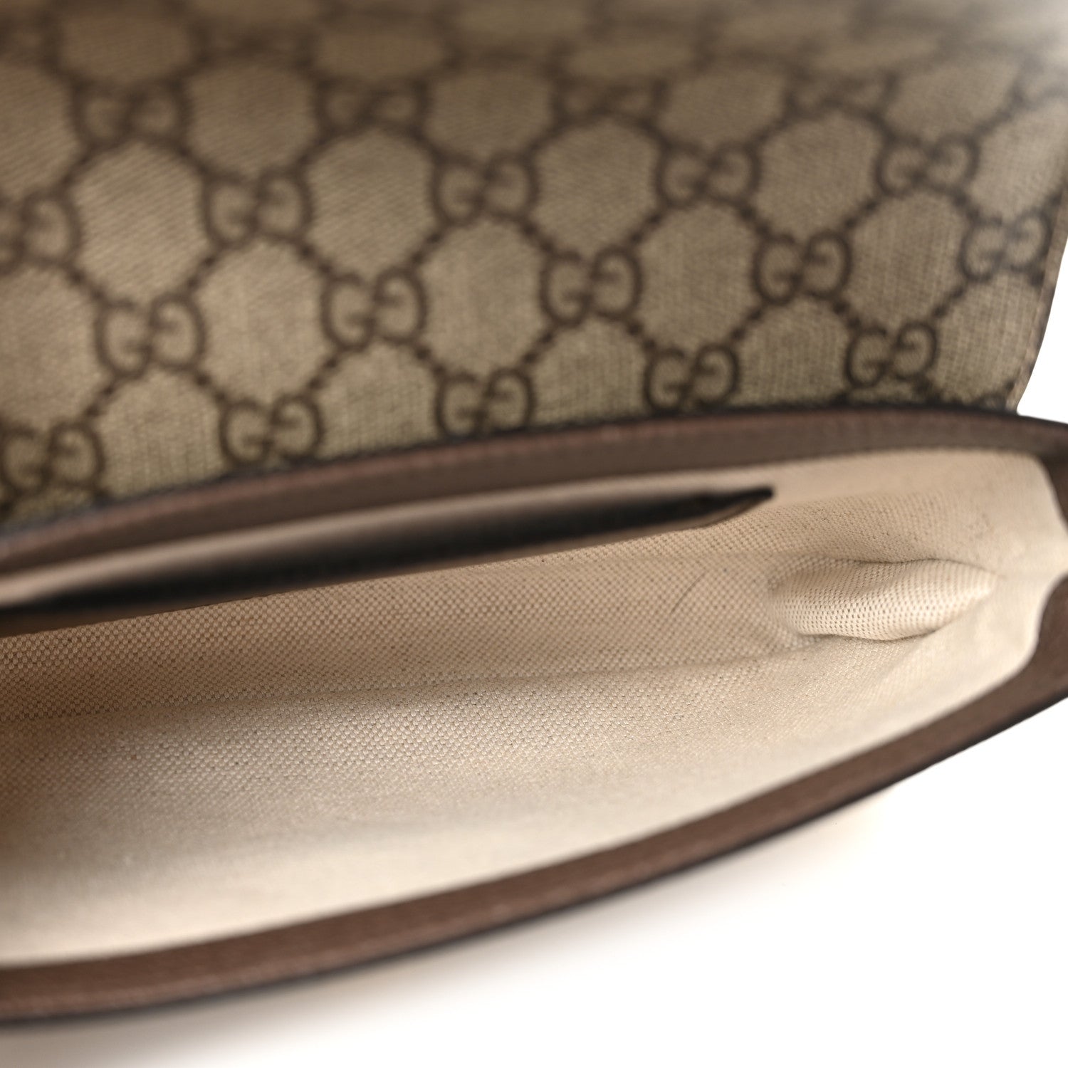 Gucci GG Supreme Monogram Textured Dollar Calfskin Web Mini Ophidia Envelope Shoulder Bag Beige Ebony New Acero 5 of 12