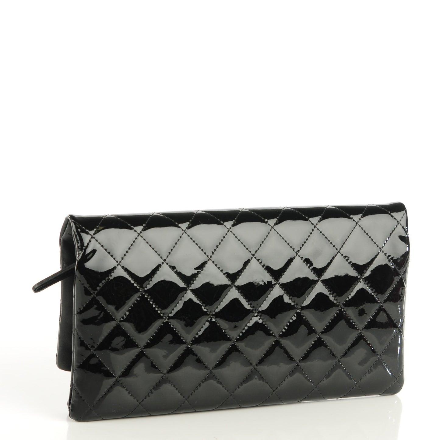 Patent Calfskin Quilted Beauty CC Clutch Black