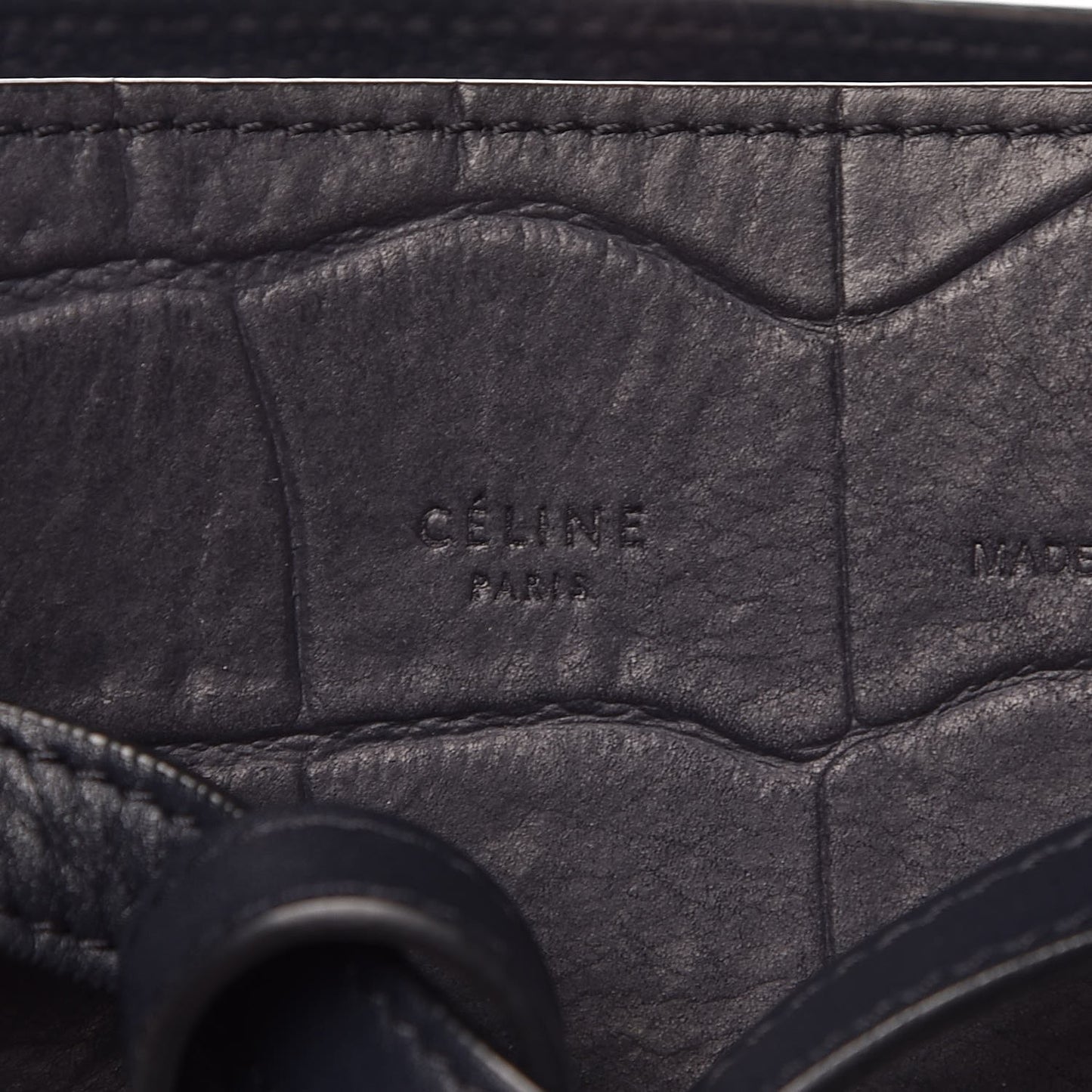 Crocodile Embossed Nubuck Small Belt Cabas Phantom Navy Blue