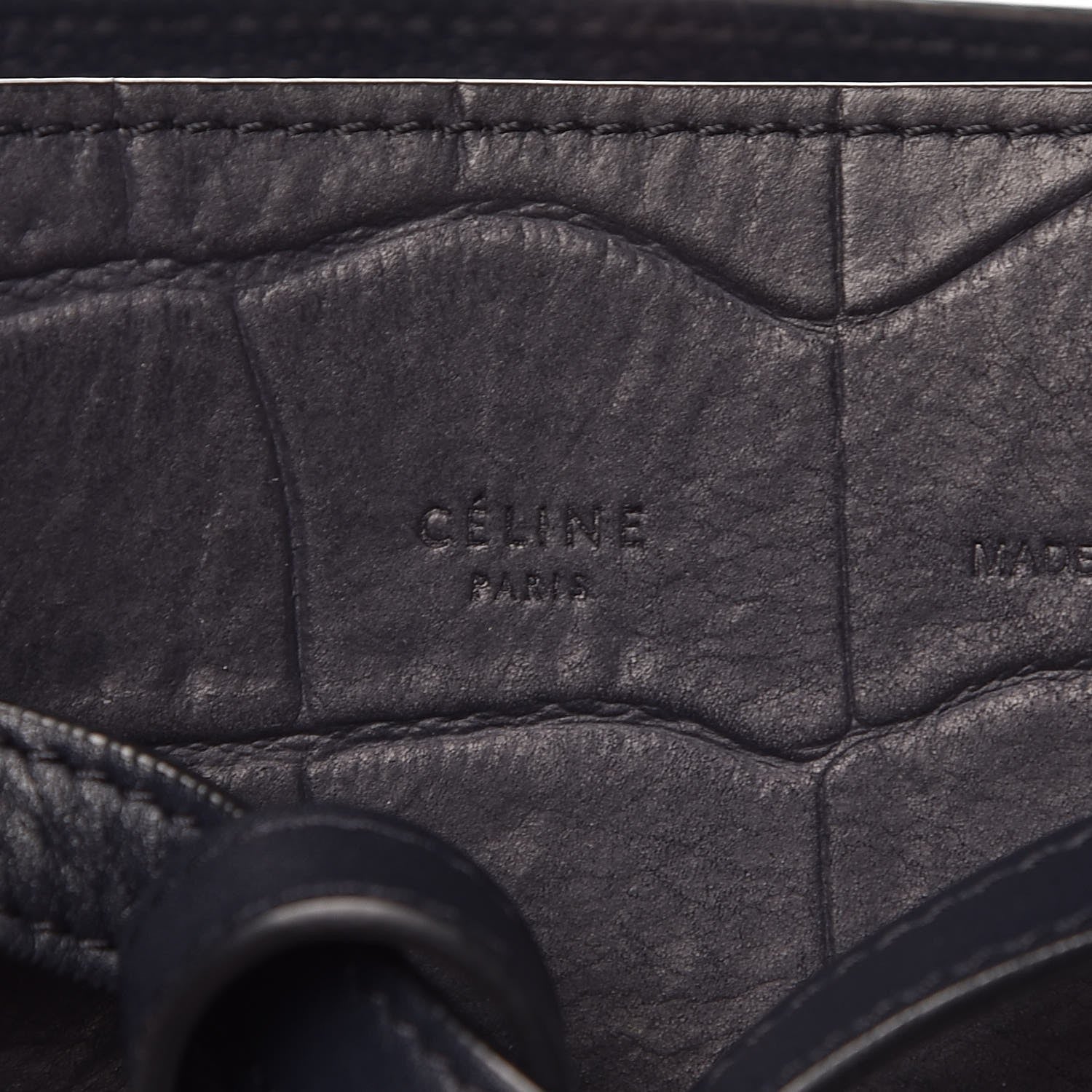 Celine Crocodile Embossed Nubuck Small Belt Cabas Phantom Navy Blue 6 of 12