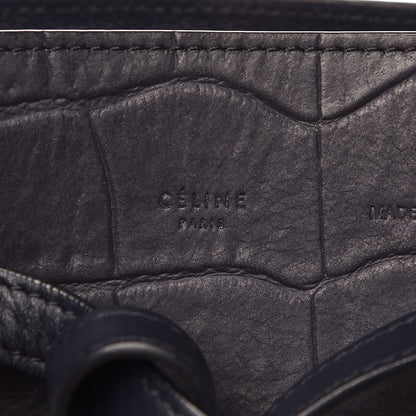 Celine Crocodile Embossed Nubuck Small Belt Cabas Phantom Navy Blue 6 of 12