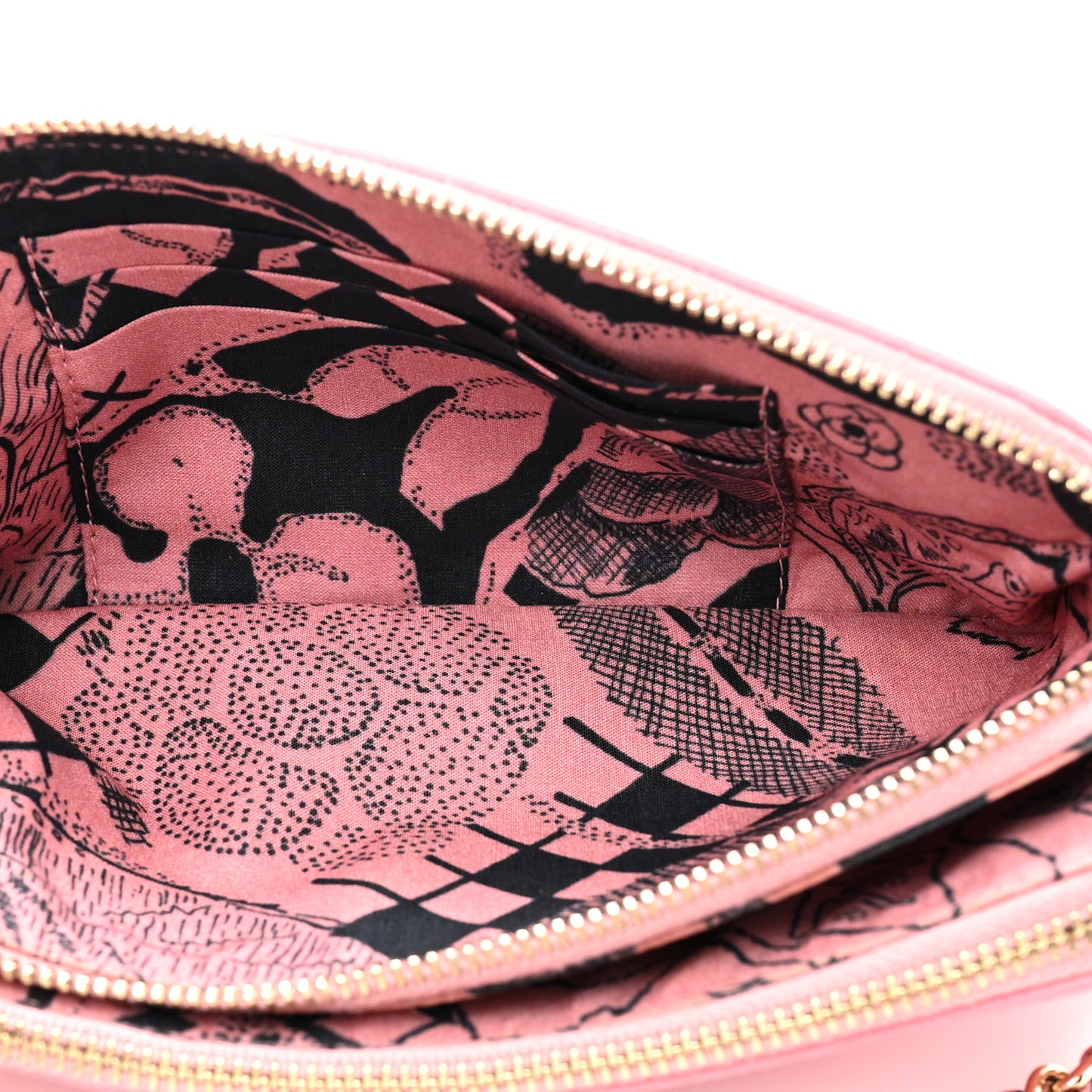 Calfskin Camellia Small Clutch With Chain Pink