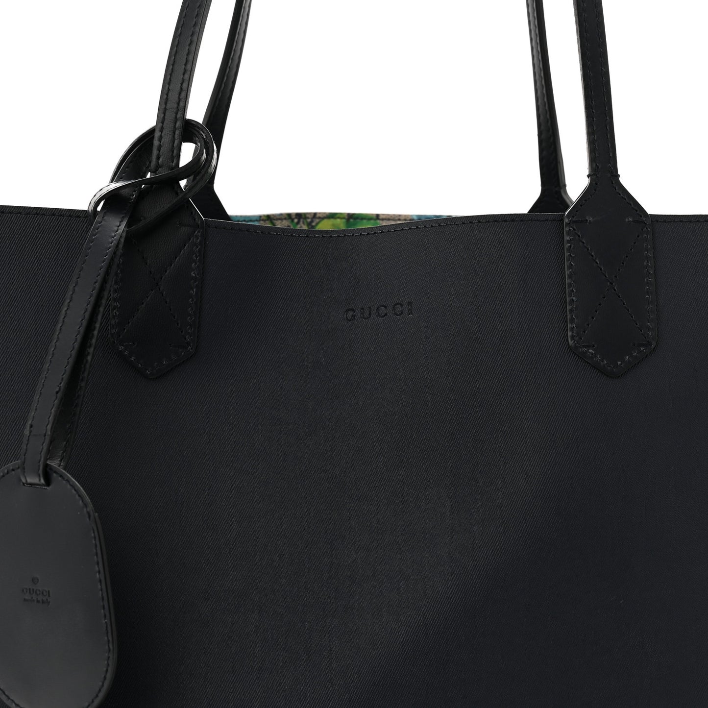 GG Supreme Monogram Blooms Medium Reversible Tote Beige Blue Navy