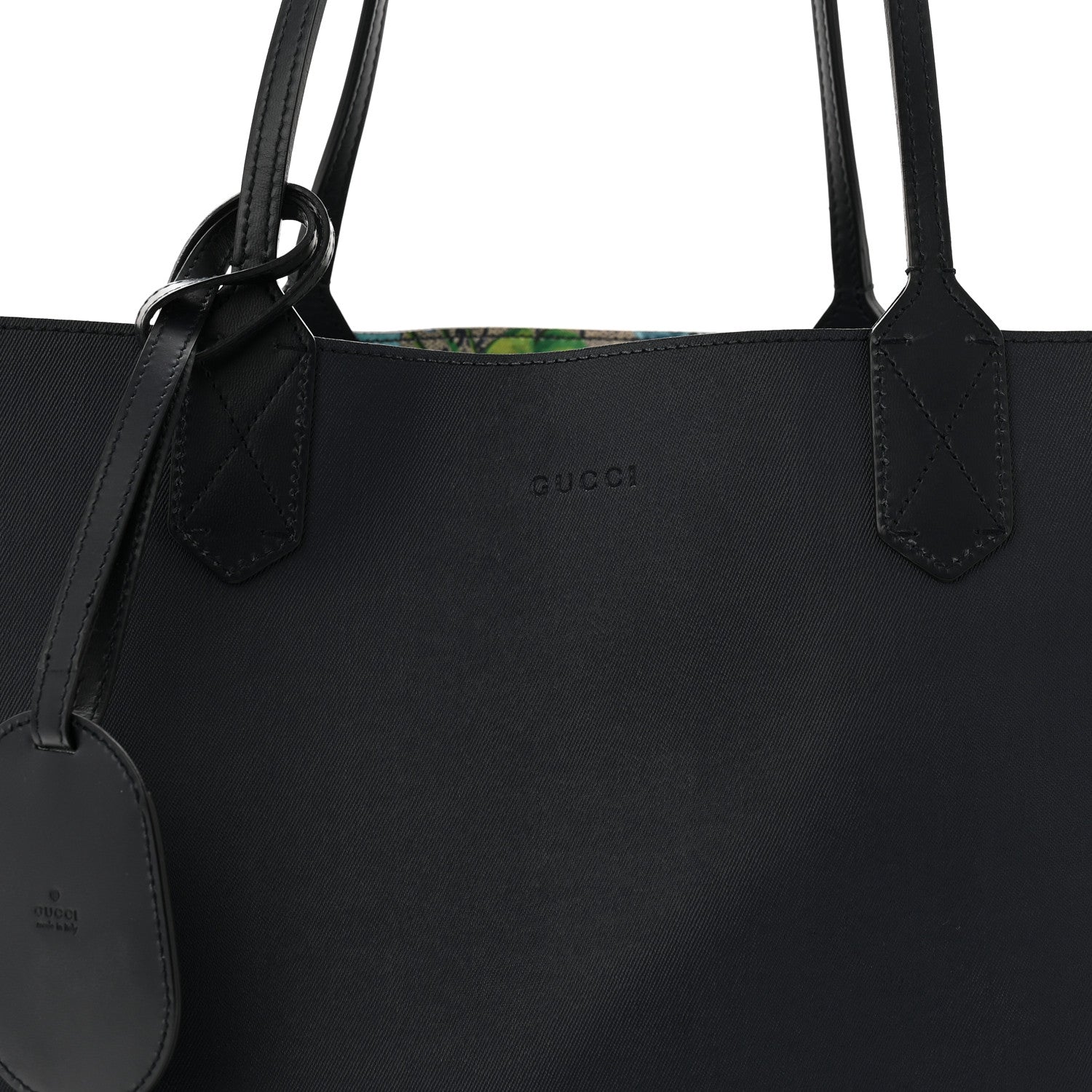 Gucci GG Supreme Monogram Blooms Medium Reversible Tote Beige Blue Navy 12 of 16