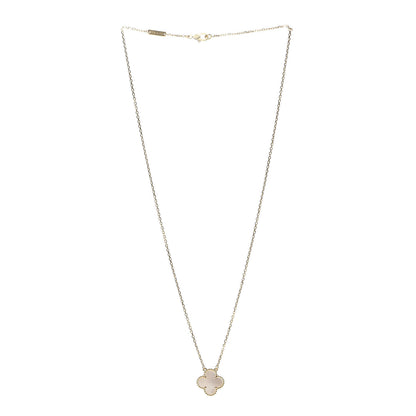 Van Cleef & Arpels 18K Yellow Gold Mother of Pearl Vintage Alhambra Pendant Necklace 3 of 8