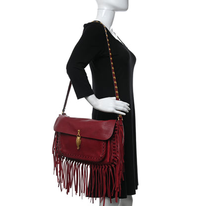 Valentino Garavani Grained Calfskin C Rockee Scarab Fringe Shoulder Bag Scarlet 2 of 11