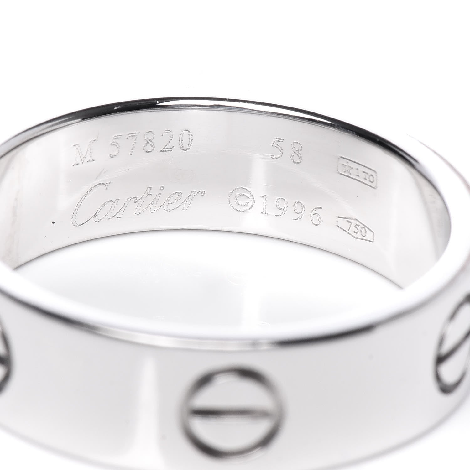 Cartier 18K White Gold 6mm LOVE Ring 58 8.25 4 of 5