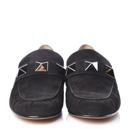 Valentino Garavani Suede Womens Macro Stud Loafers 38 Black 2 of 14