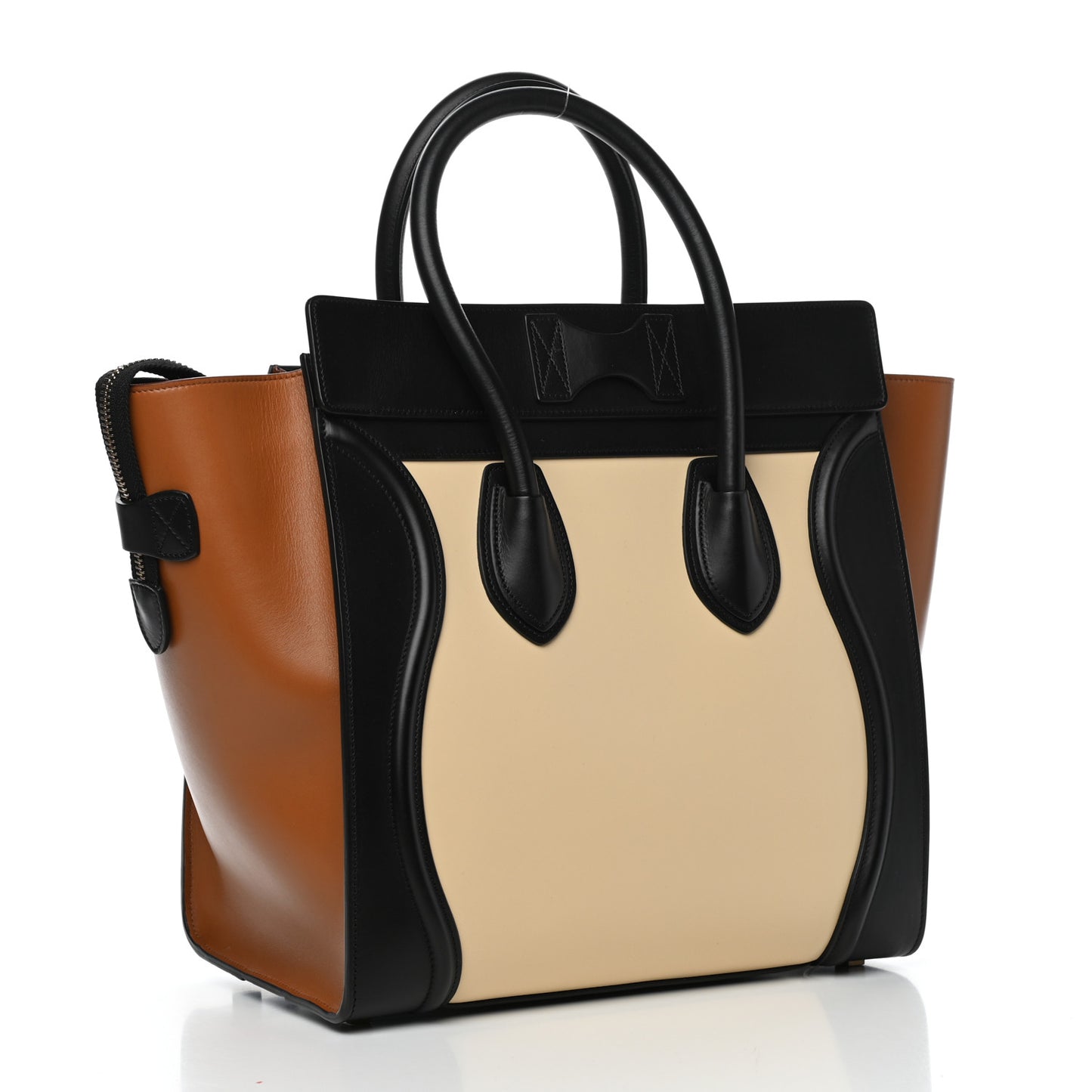 Satin Calfskin Suede Mini Tri-Color Luggage Seashell