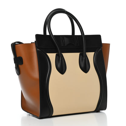 Celine Satin Calfskin Suede Mini Tri-Color Luggage Seashell 3 of 11