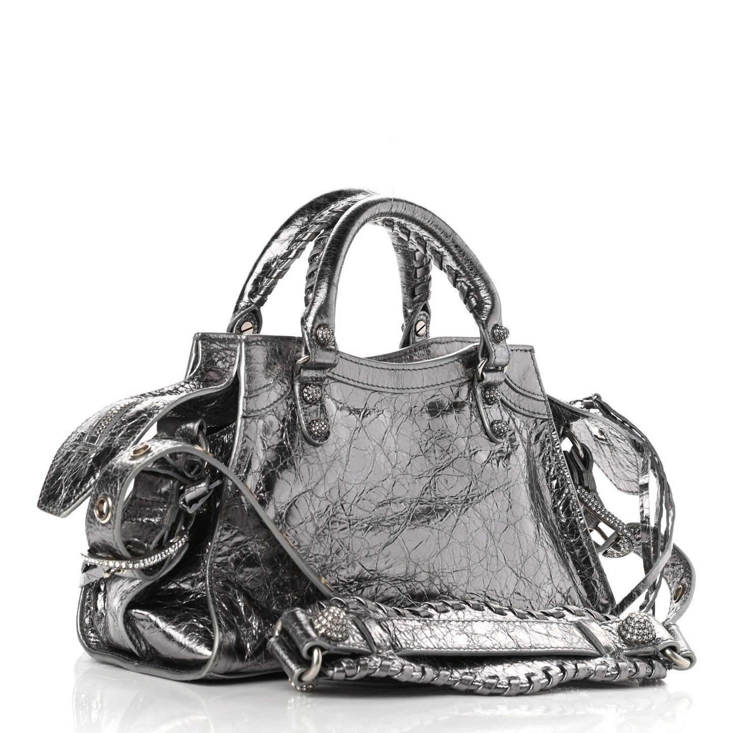 Agneau Arena Crystal Neo Cagole Handbag XS Silver