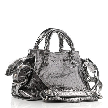 Balenciaga Agneau Arena Crystal Neo Cagole Handbag XS Silver 5 of 19