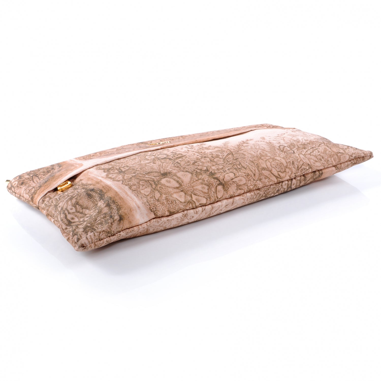 Prada Silk Faille Oversized Floral Zip Clutch Cipria 4 of 8
