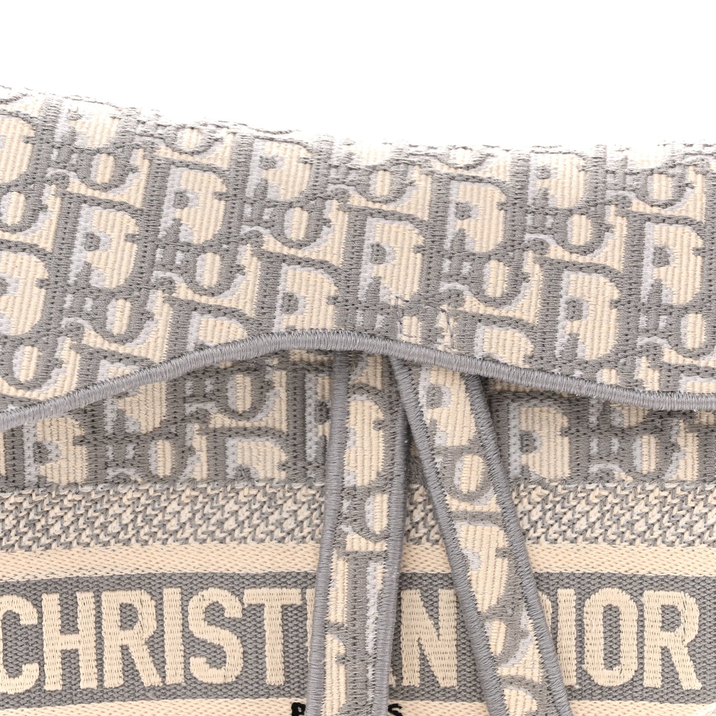Oblique Embroidered Saddle Bag Gray