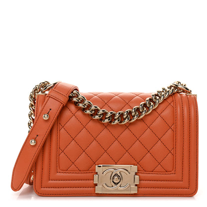 Chanel Caviar Quilted Small Boy Flap Orange 1 of 10