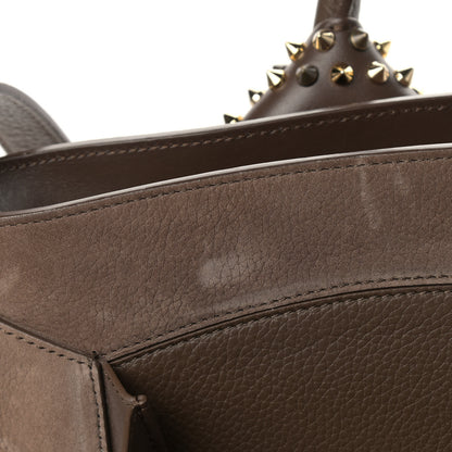 Christian Louboutin Suede Grained Calfskin Studded Large Eloise Satchel Brown 14 of 18
