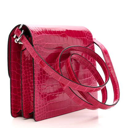 Hermes Shiny Alligator Mini Sac Roulis Rose Mexico 3 of 11