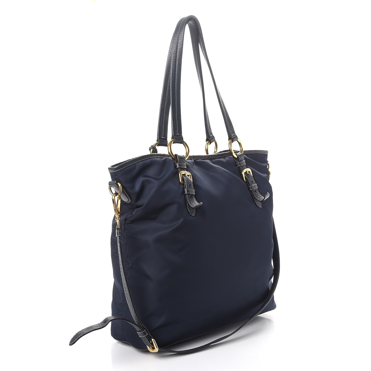 Prada Tessuto Nylon Vitello Daino Tote Blue 3 of 15
