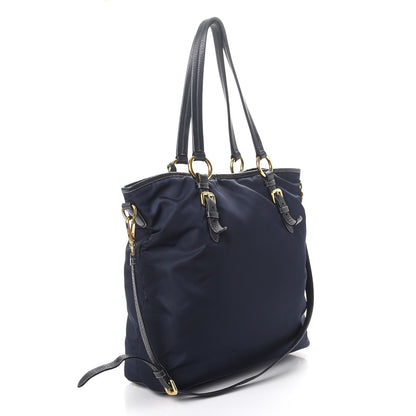 Prada Tessuto Nylon Vitello Daino Tote Blue 3 of 15