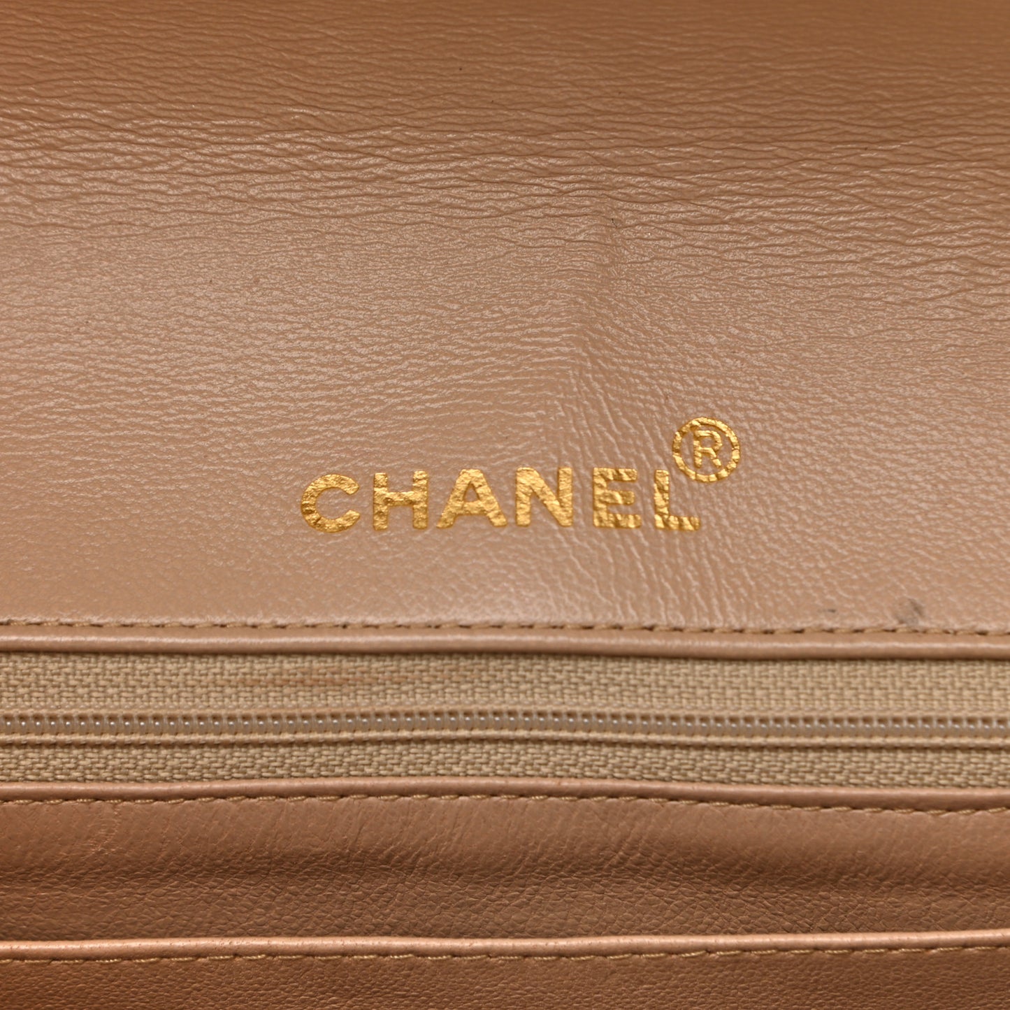 Lambskin Quilted Medium Single Flap Beige