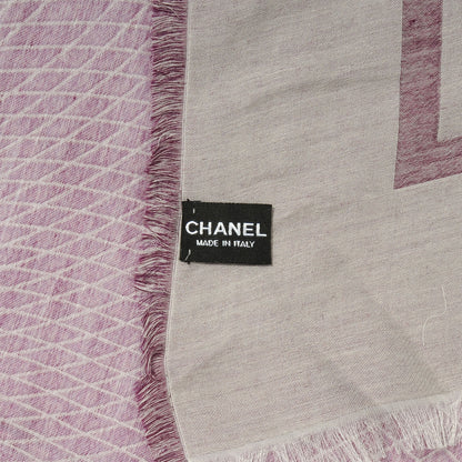 Chanel Cashmere Silk Spirograph Scarf Shawl Purple White 4 of 5