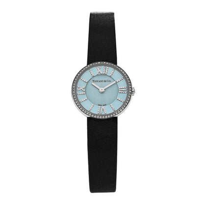 Tiffany Stainless Steel Calfskin Diamond Bezel 24mm Atlas 2-Hand Quartz Watch Tiffany Blue 1 of 5