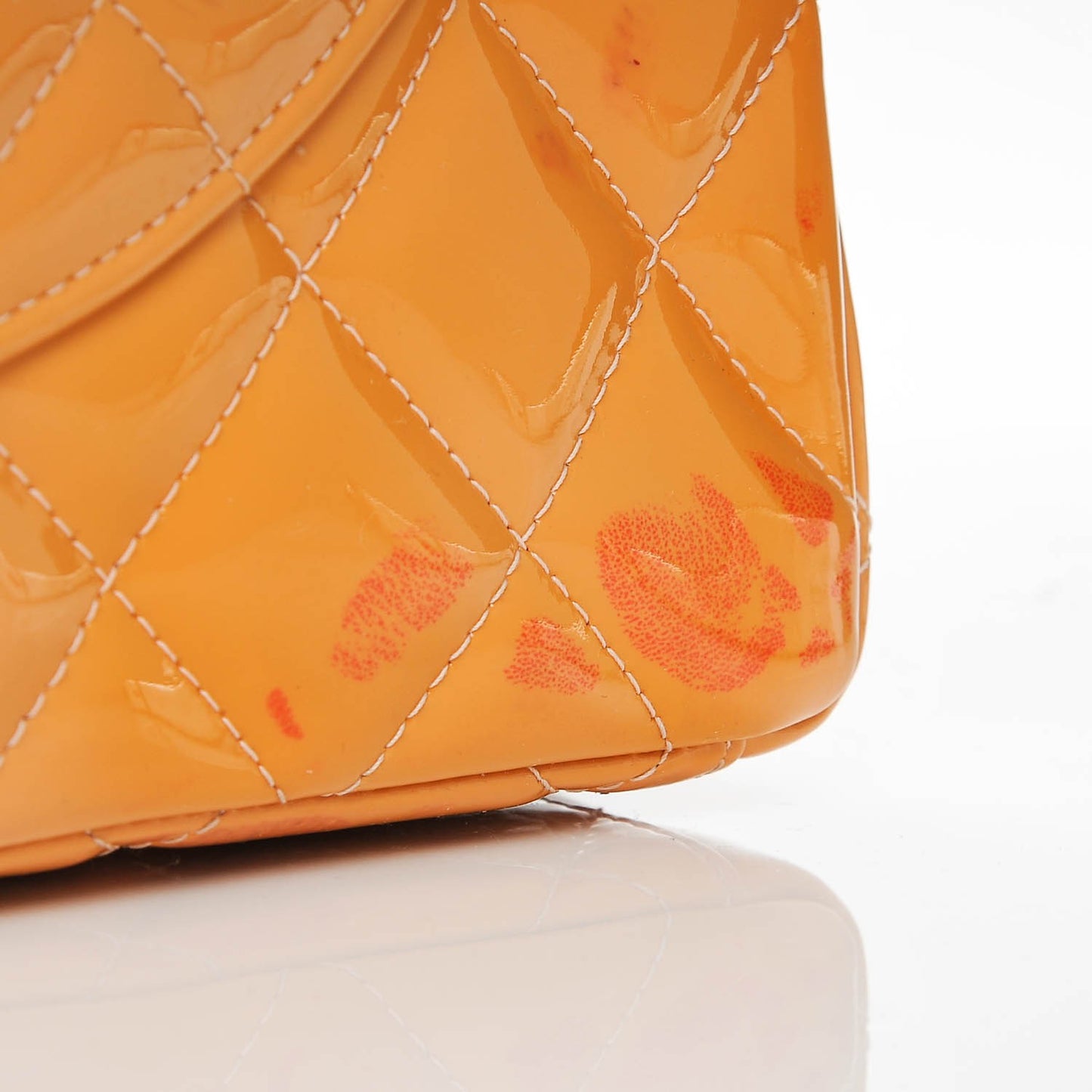 Patent Maxi Quilted Double Flap Light Orange