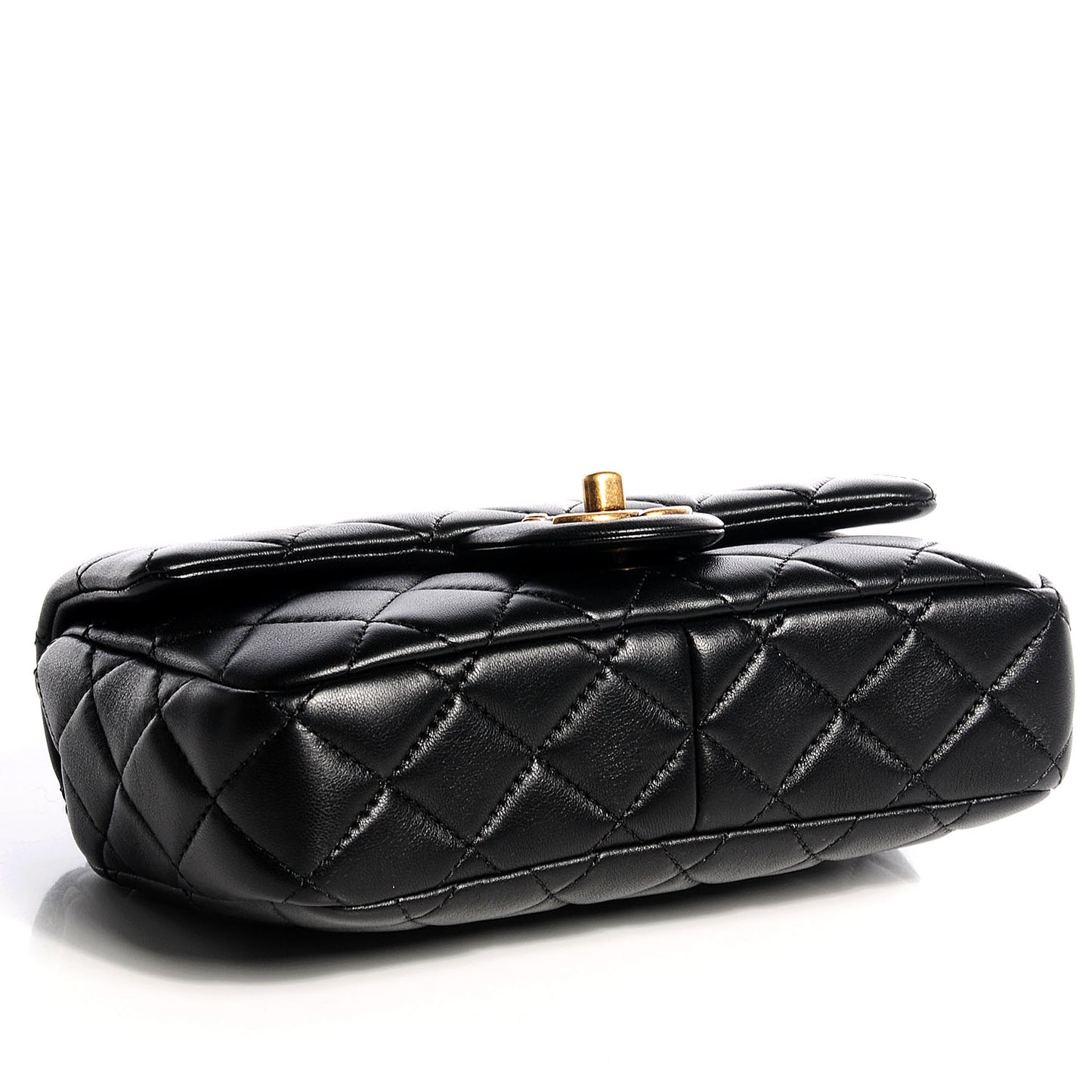 Lambskin Small Grocery By Flap Black