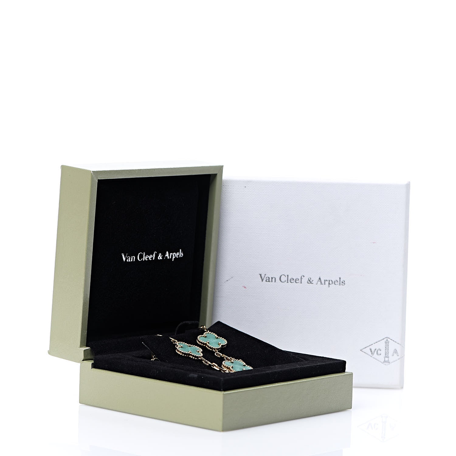 Van Cleef & Arpels 18K Yellow Gold Malachite 5 Motifs Vintage Alhambra Bracelet 6 of 6