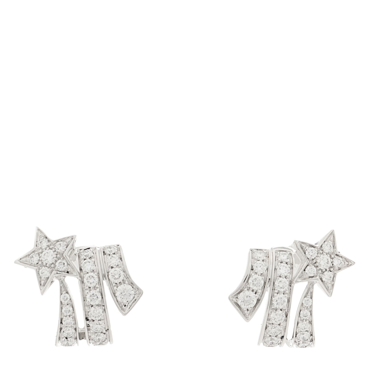 18K White Gold Diamond Etoile Filante Earrings
