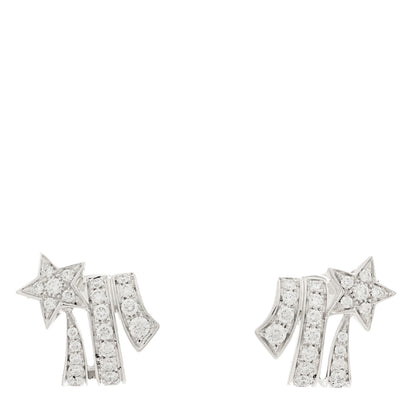 Chanel 18K White Gold Diamond Etoile Filante Earrings 1 of 5