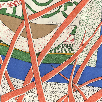 Hermes Cashmere Silk Rendez-Vous Chez Hermes Shawl 140 Vert Jaune Multicolor 3 of 4