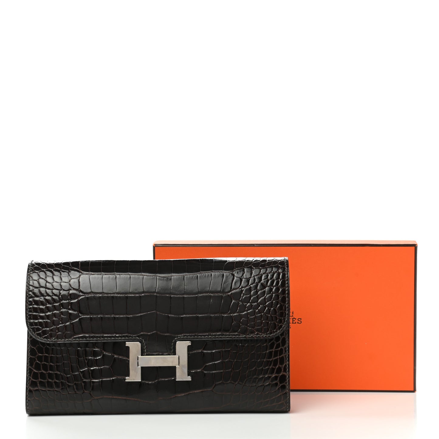 Shiny Alligator Constance Long Wallet Macassar